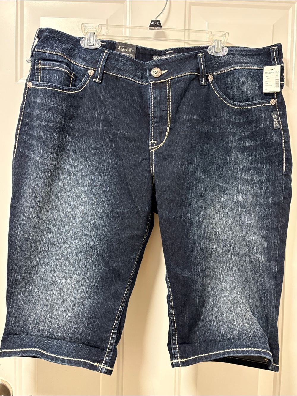 Maurices Dark Indigo Cropped Denim Bermuda Shorts